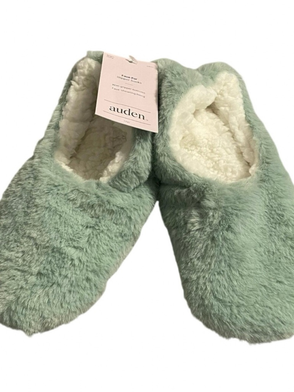 Auden Plush Mint Green Faux-Fur Slipper Socks